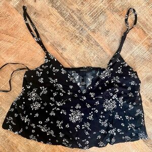 NEW Forever 21 Black and White Floral Camisole Crop Top